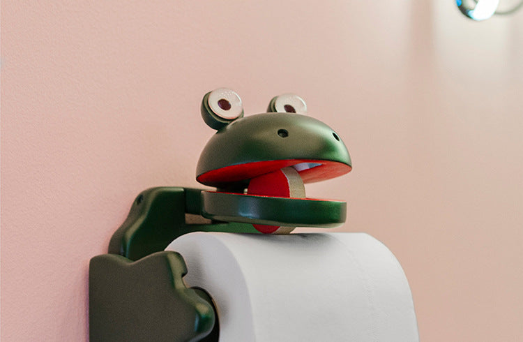 Quack Porte-rouleau de papier Grenouille Porte-mouchoirs Toilettes en bois massif