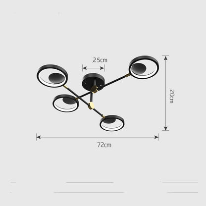 Luz de techo molecular Led roja de ambiente moderno Simple para sala de estar nórdica