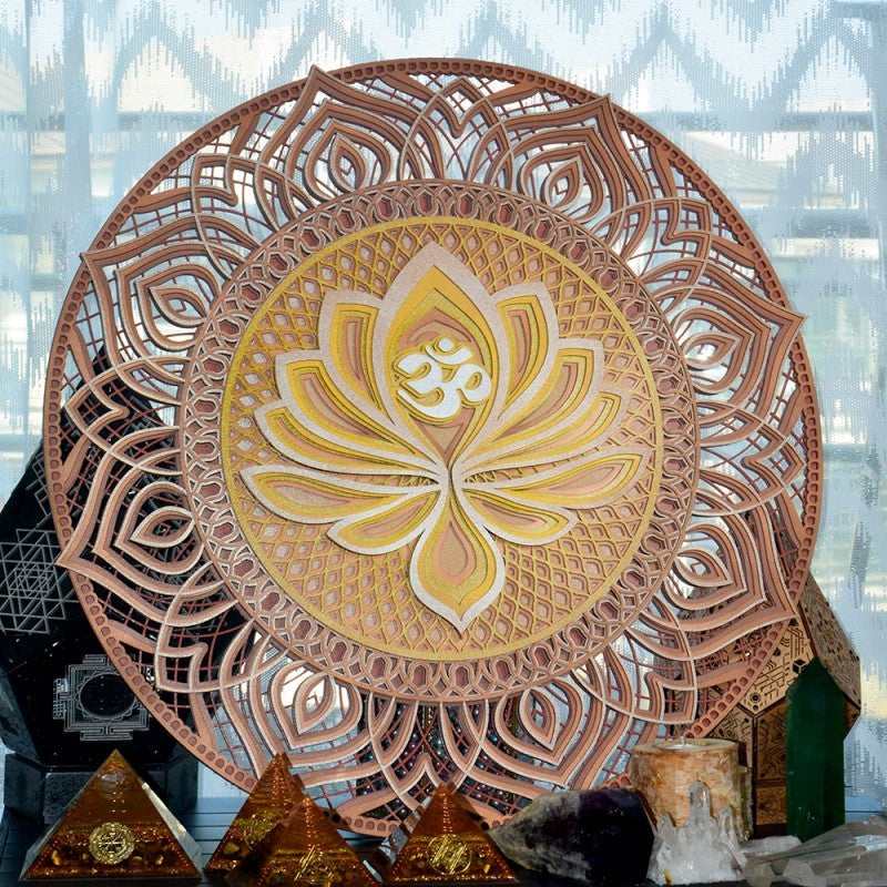 Mandala de madera obra de arte Kundalini Yoga Zen salón de té pintura decorativa