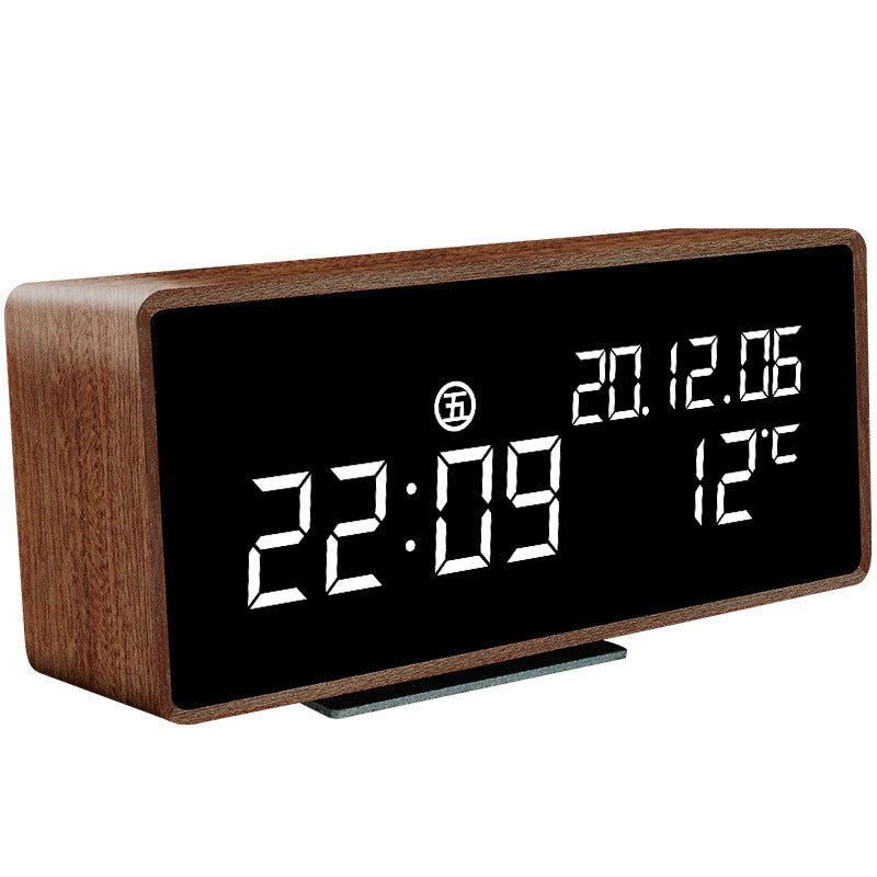 Reloj despertador electrónico multifunción de madera maciza vintage