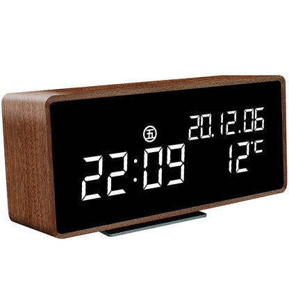 Vintage Solid Wood Multi-function Electronic Alarm Clock