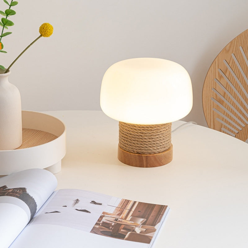 Japanese Cream Mushroom Table Lamp Ins Nordic Log Style