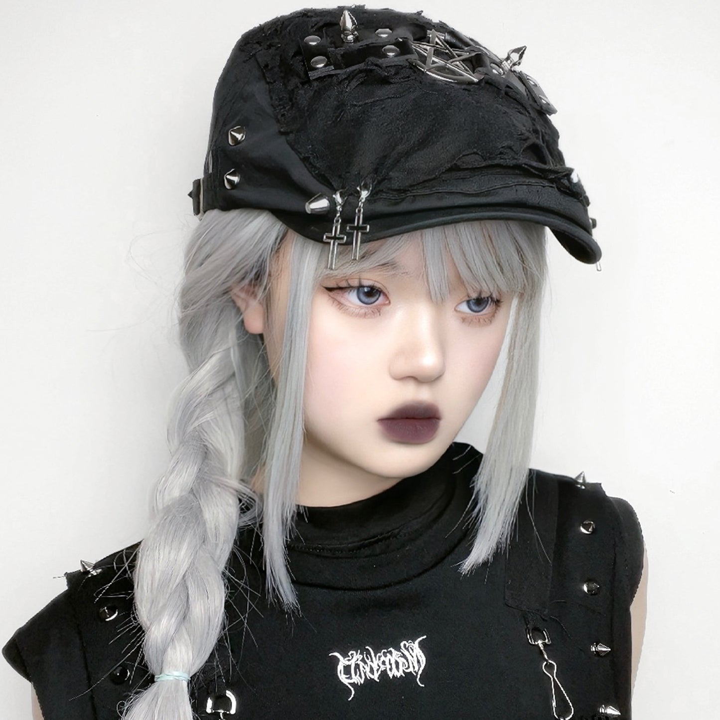 Halloween Punk Subculture Dark Casual Big Head Circumference Ripped Painter Beret