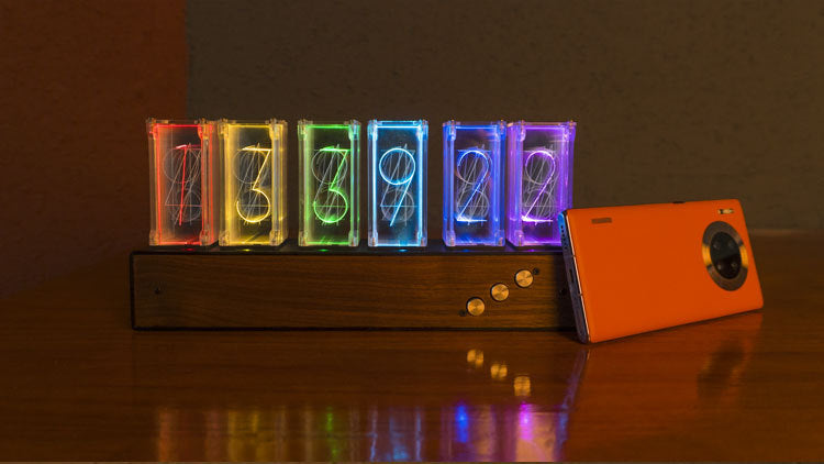 Modern Digital Nixie Tube Clock 6-tubes Night Light Bedroom Desktop Clock