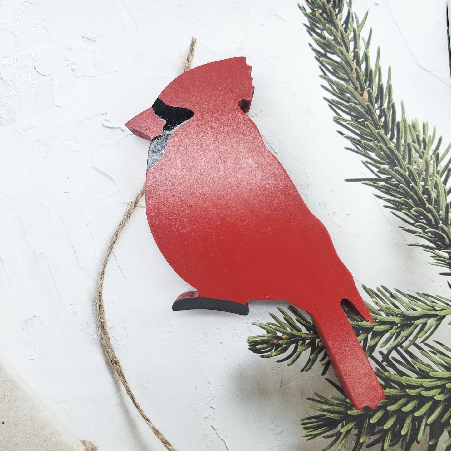 Christmas Wooden Red Bird Ornament Home Decorations