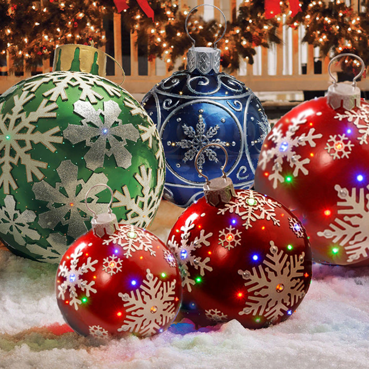 Boule de décoration de Noël en PVC pour l'extérieur 60 cm, boule gonflable décorée en PVC, grosses boules géantes pour décorations d'arbre de Noël, boule de jouet