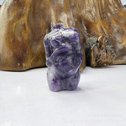 Natural Raw Gemstone Carved Pregnant Female Model Decoration Crystal Crafts Home Decoration