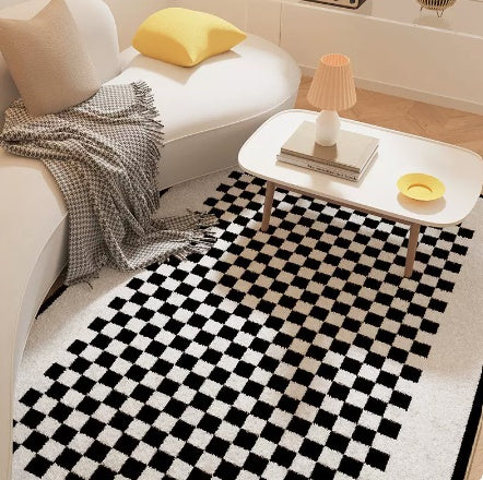 Tapis de salon en damier, coussin de sol pour chambre à coucher, canapé, Table basse, couverture résistante à la saleté