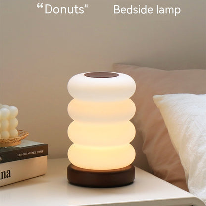 Lampe de table Donut mi-ancienne crème rétro française