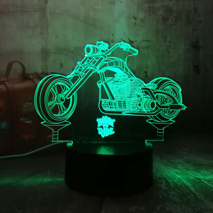 Lumières 3D colorées de moto