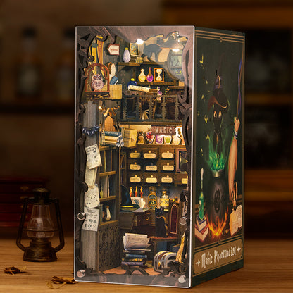 Casa en miniatura para muñecas, libro con luz táctil, modelo de construcción, juguete para decoración, regalos, farmacéutico mágico