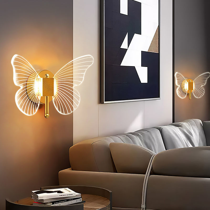 Lámpara de pared de mariposa Luz de noche de lujo Decoración cálida