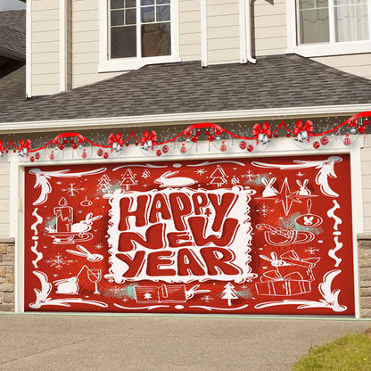 Fondo navideño para el hogar Decoración de puerta de garaje de tela