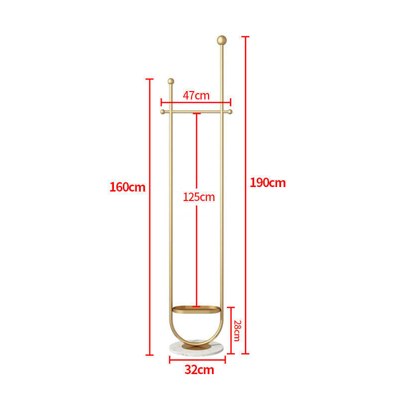 Arte de lujo ligero del hierro del piso al piso de la suspensión de ropa y de sombreros simple y moderno