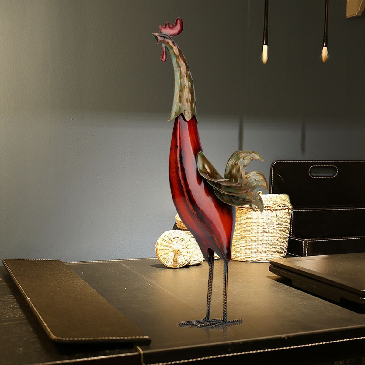 Colorful Iron Rooster Home Decoration