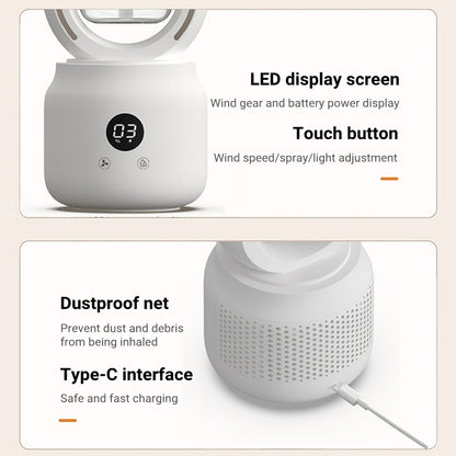 Ventilateur électrique de brume de pulvérisation refroidi à l'eau d'été, humidificateur d'air Portable sans fil, Rechargeable par USB, ventilateur de Table sans lame