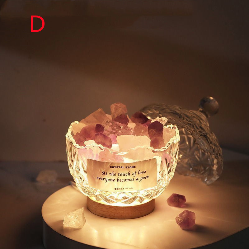 Aromatherapy Night Light No Fire Aromatherapy Mineral Stone Crystal Table Lamp