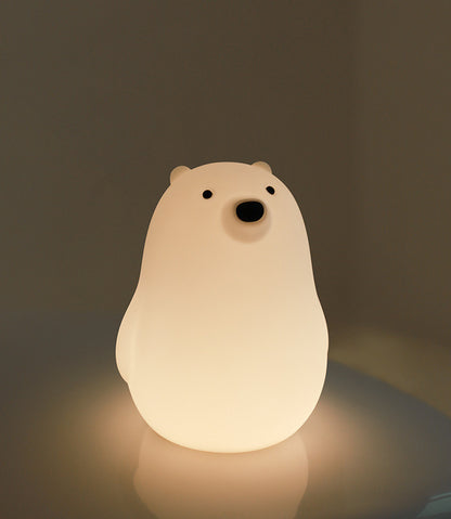 Little White Bear Pat Light Silicona Luz suave Luz de sueño Luz nocturna