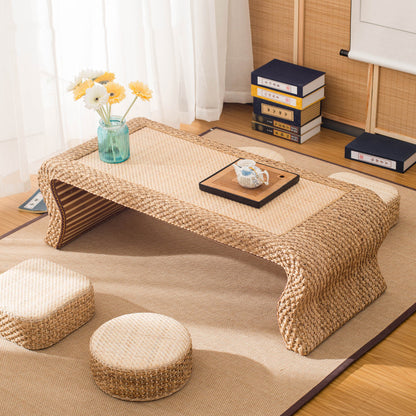 Table basse simple en rotin tatami, table de sol de style japonais