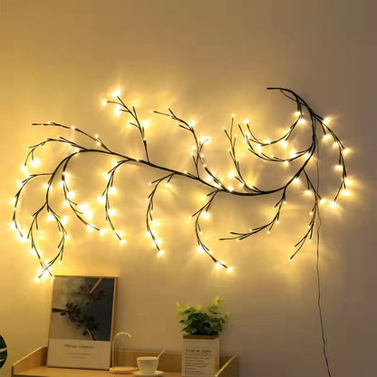 Vignes avec lumières guirlande de noël lumière Flexible bricolage branche de vigne de saule lumière LED pour mur de chambre décor de fête de mariage