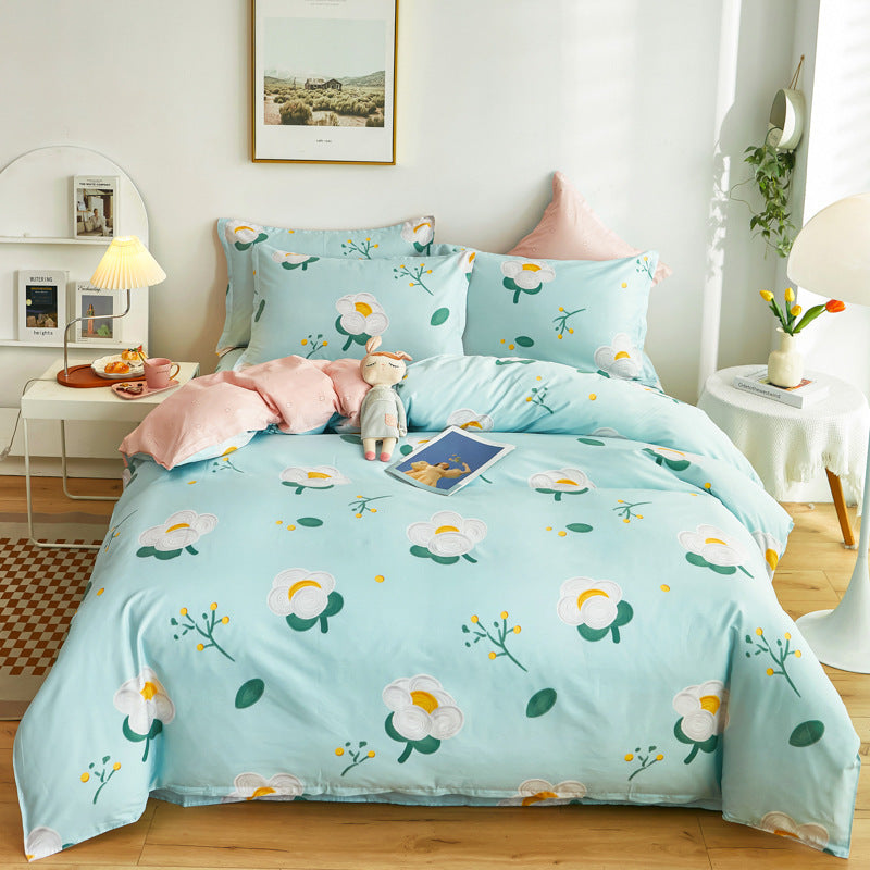 Cotton Duvet Cover One-piece Wholesale Pure Single Double Student Dormitory Bed Sheet Four-piece Set