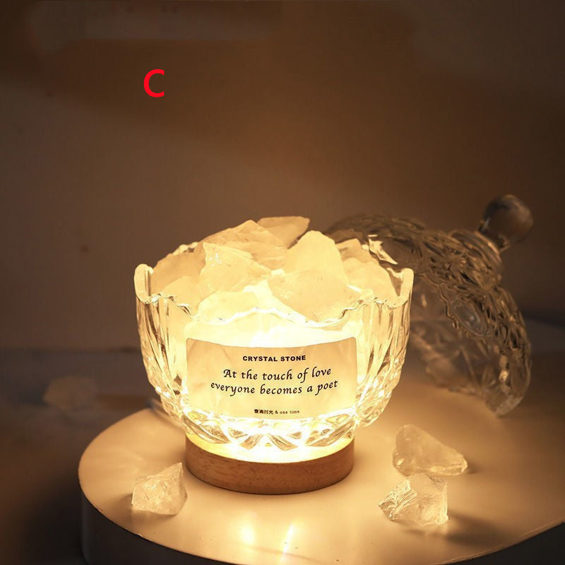 Veilleuse d'aromathérapie sans feu, lampe de Table en pierre minérale et cristal