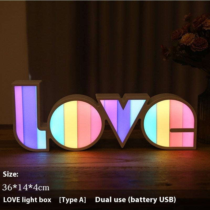 Lámpara de festón ornamental LED Modelado de luz decorativa creativa Propuesta Declaración Diseño de vacaciones Letra de amor inglesa Luz LED