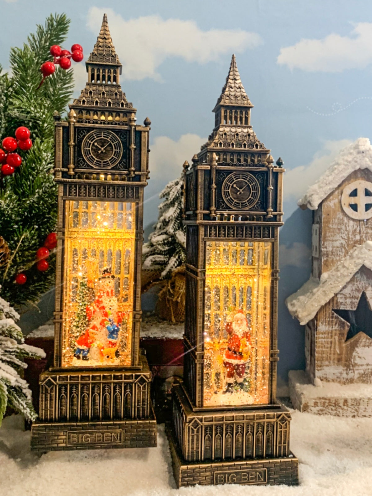 Navidad Anciano Muñeco De Nieve Decoraciones Big Ben Adornos Retro