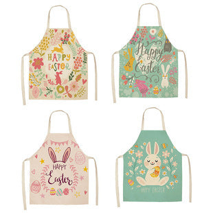 Apron Christmas Valentine's Day Linen Printing Home Kitchen Waterproof Thickened Graphic Customization Cross-border Apron