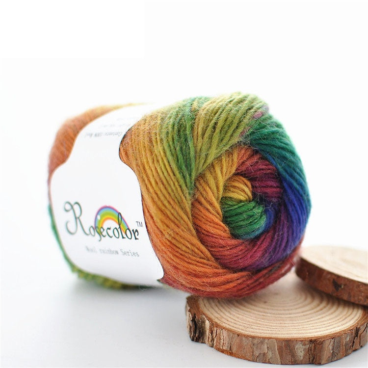 Rainbow Pure Wool Long Section Dyed Scarf Thread