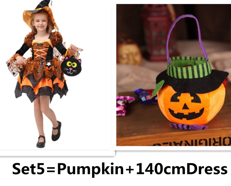 Déguisement d'Halloween pour enfants, robe de princesse sorcière Cosplay