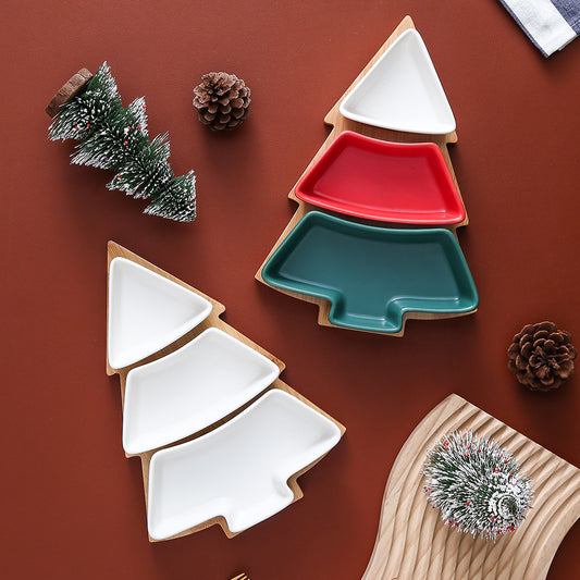 Assiette à collation créative en céramique pour sapin de Noël, assiette à bonbons aux fruits