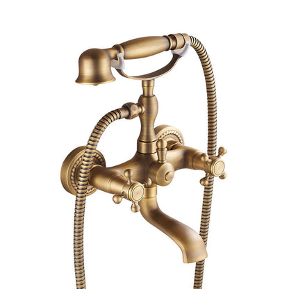 Pommeau de douche Antique de Style européen, robinet chaud et froid de baignoire en cuivre