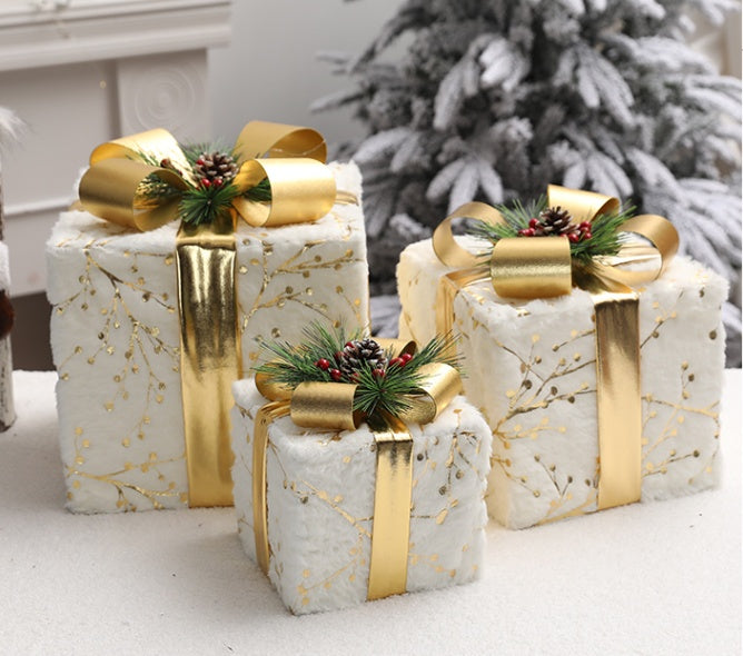 Coffret cadeau de noël, sac cadeau en tissu, boîte-cadeau à tête de Pile en trois pièces