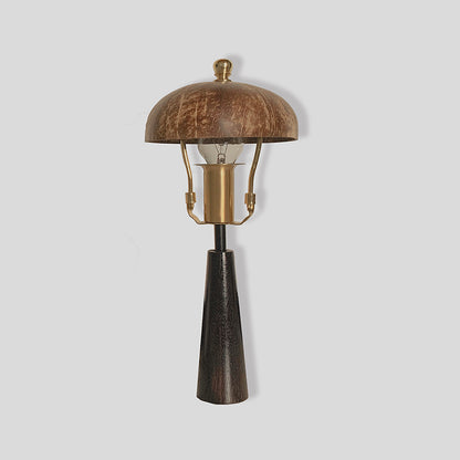 Lampe de Table de Chevet Vintage en Coquille de Noix de Coco en Bois Massif