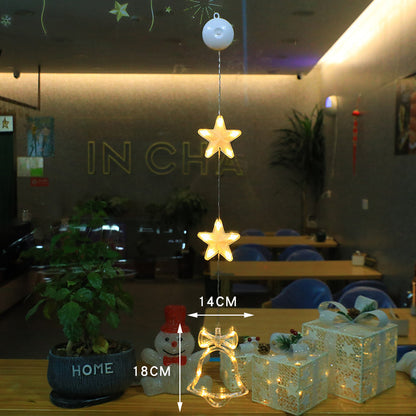 3 piezas de luces LED de Navidad con forma de estrella para colgar en el árbol de Navidad, lámpara con ventosa, adornos para ventanas, decoración para el hogar, Navidad, Año Nuevo, decoraciones navideñas