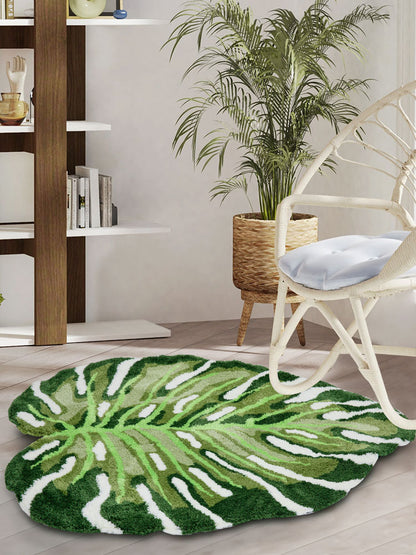 Tapis irrégulier en peluche ultra-fine Monstera Deliciosa