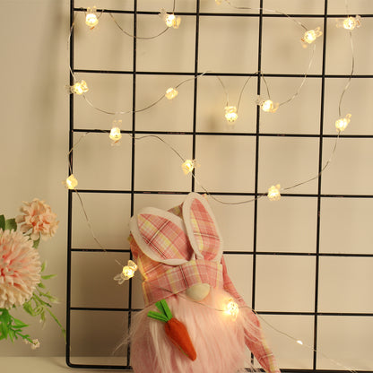 Guirlande lumineuse LED en forme de lapin de pâques, décoration pour la maison, lapin carotte, fournitures lumineuses féeriques, cadeaux de pâques, cadeaux de fête