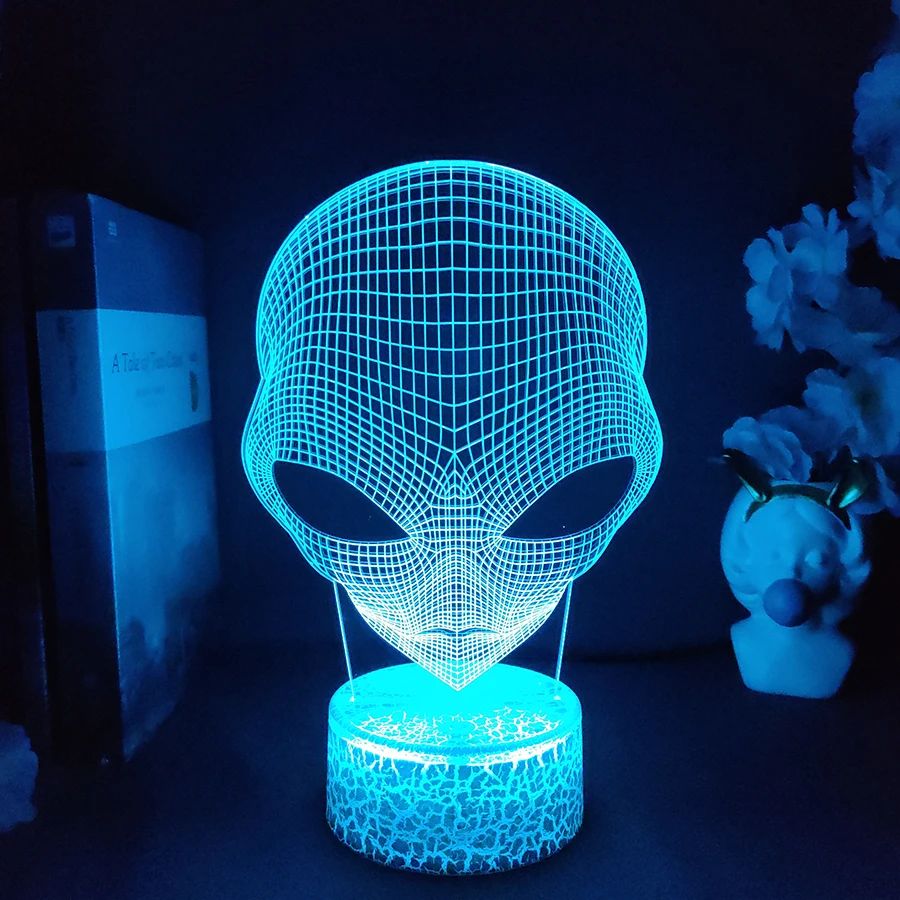 Veilleuse 3D en forme d'extraterrestre aux yeux pop, cadeau cool pour enfant pour B