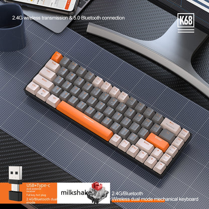 Teclado mecánico de modo dual inalámbrico Bluetooth 24 Wolf K68 gratuito