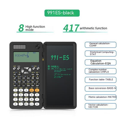 Calculatrices scientifiques pliables 2 en 1, tablette d'écriture manuscrite, fonction d'apprentissage, calculatrice scientifique de bureau pliable