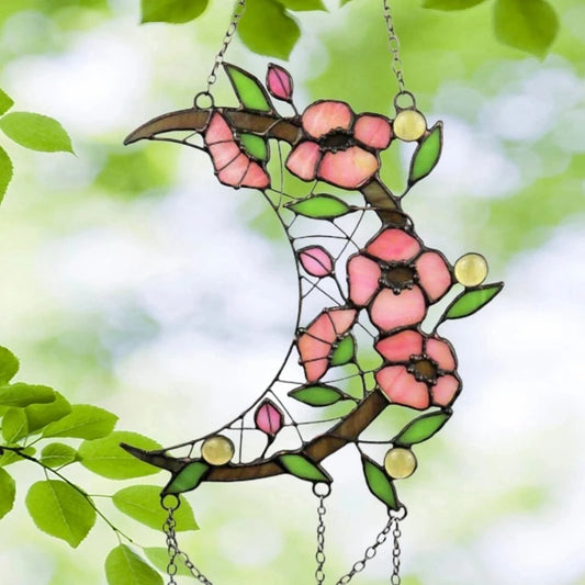 Pendentif décoratif pour la maison en forme de lune et de fleur