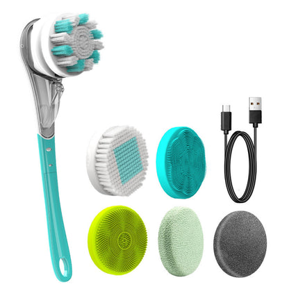 Brosse de bain électrique multifonctionnelle, brosse à frotter étanche, 6 en 1, à long manche, pour frotter le dos, le visage, les pieds, artefact de frottement