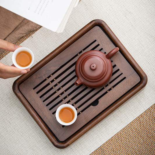 Walnut Fangfu Japanese Simple Home Solid Wood Small Water Storage Type Bamboo Tea Tray Saucer