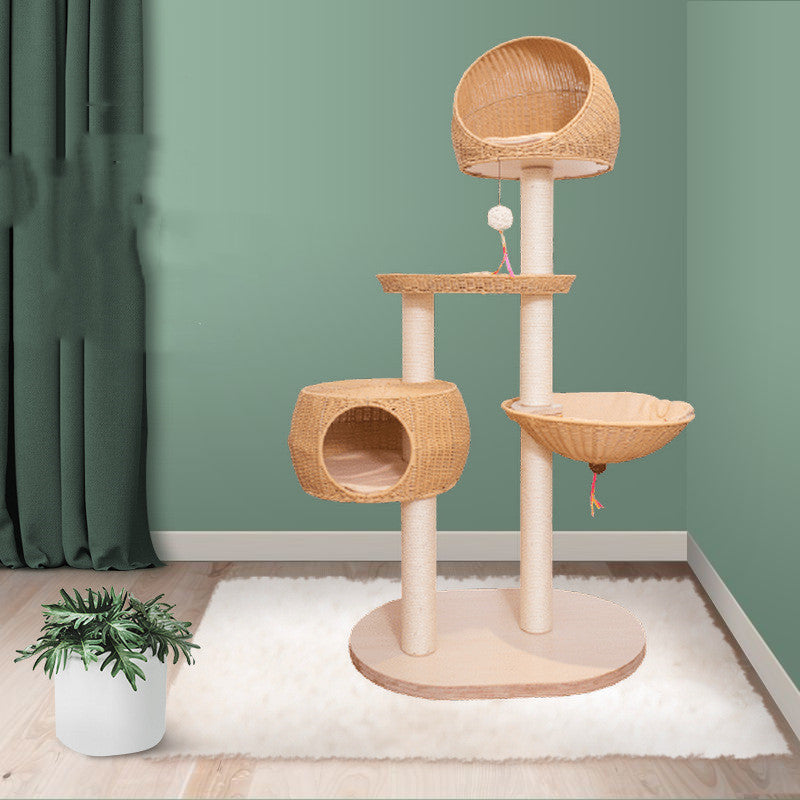 Árbol para gatos integrado de madera maciza multicapa