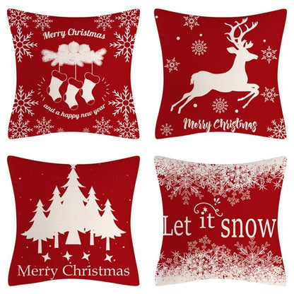 Home Decoration Christmas Pillow Cover Four-piece Set