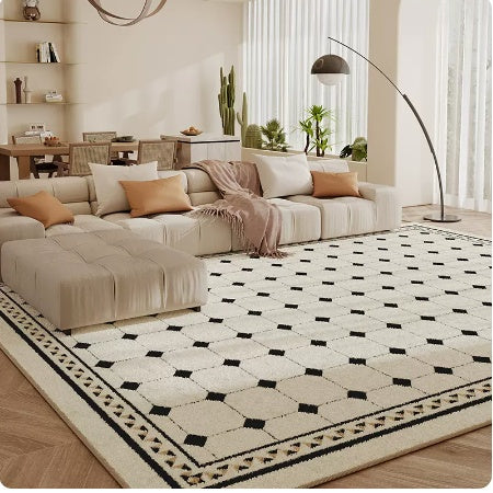 Tapis de salon en damier, coussin de sol pour chambre à coucher, canapé, Table basse, couverture résistante à la saleté