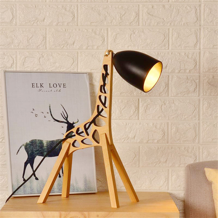 Lampe de bureau pour chambre d'enfant en bois girafe