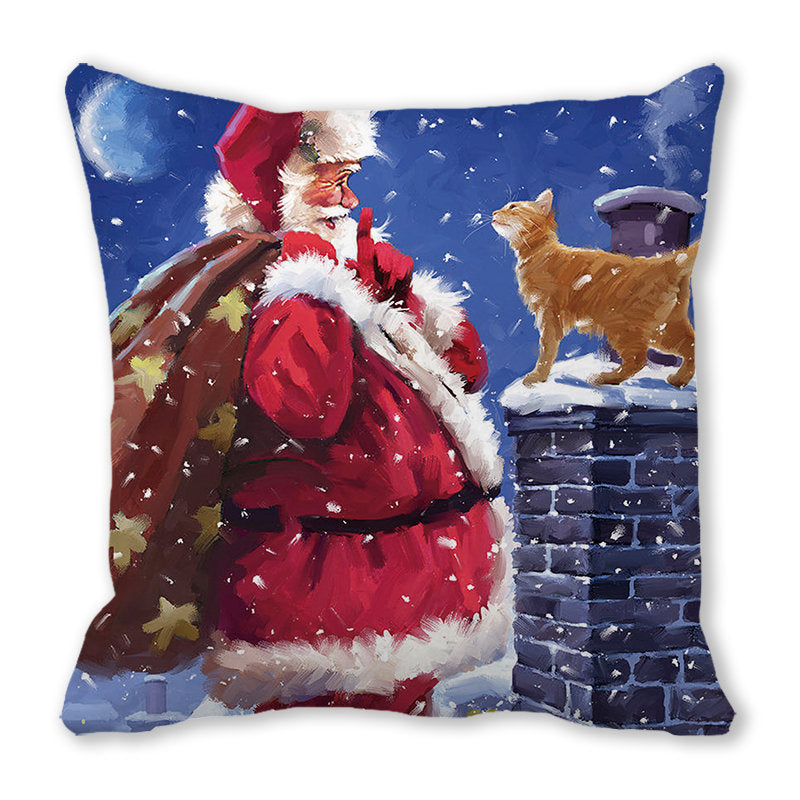 Merry Christmas Christmas Encryption Peach Skin Fabric Home Decoration Sofa Cushion Pillow ZT428