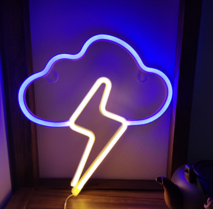 Nuevo estilo Led nube relámpago luz de neón batería USB modelado lámpara decoración interior